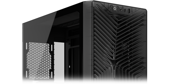 Top angled view of glass case, fading out to transparancy the bottom