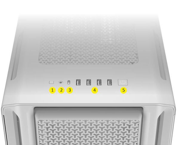 top front io panel, usb type c, usb type a