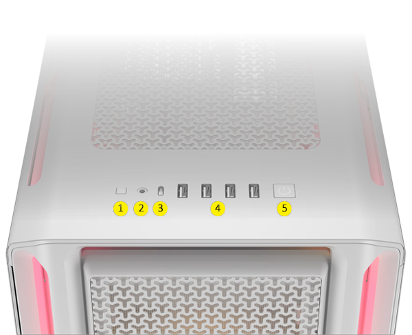 top front io panel, usb type c, usb type a
