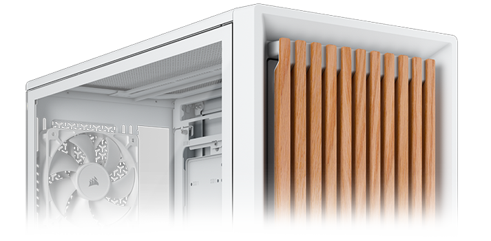 Top angled view of glass case, fading out to transparancy the bottom