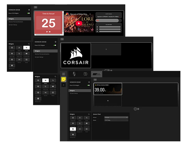 Layered collage of widget customisation in iCUE