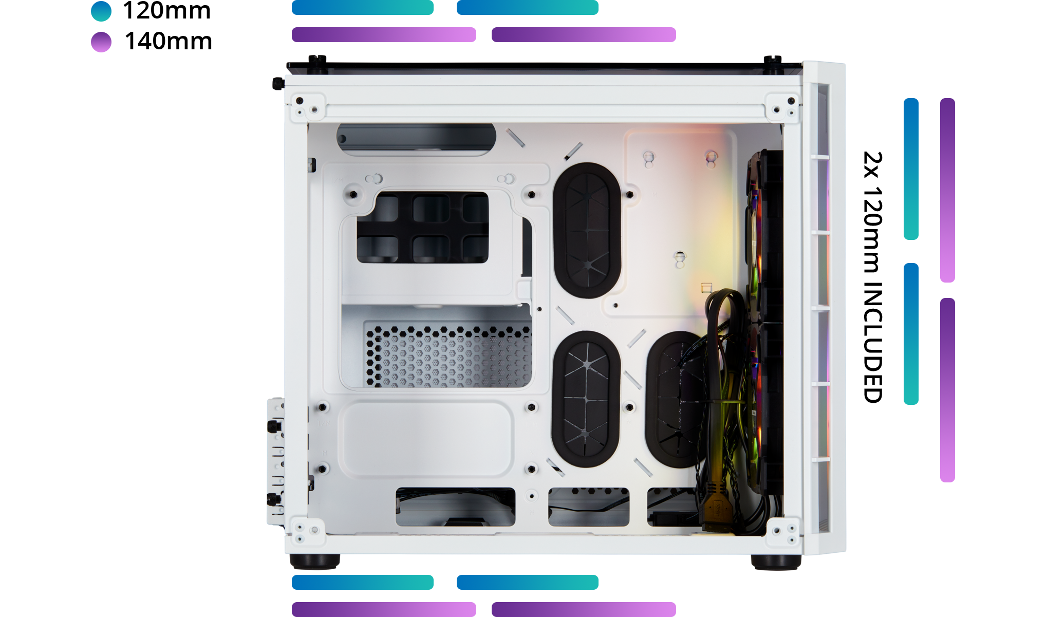 Corsair Crystal White 280X RGB Glass Micro ATX PC Gaming Case LN89661