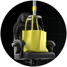 yellow bag dropped onto chair