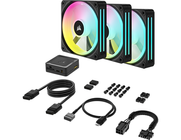iCUE LINK QX120 RGB 120mm PWM PC Fans Starter Kit with iCUE LINK System Hub