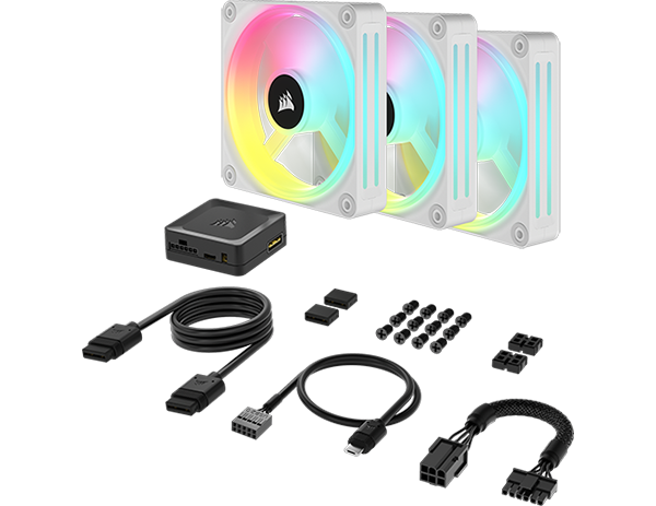 Corsair iCUE LINK QX120 RGB White Triple 120mm PWM Fan Corsair iCUE LINK QX120 RGB White Triple 120mm PWM Fan