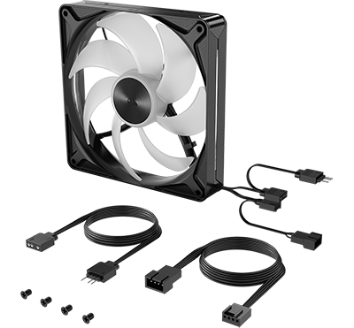 Fan next to cables and screws