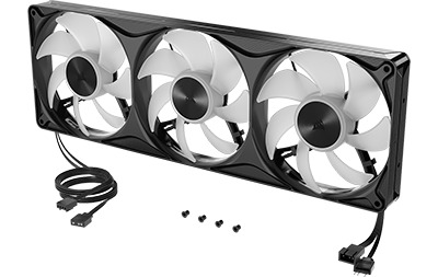Fan next to cables and screws