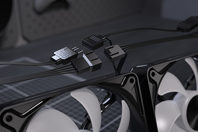 Close up image of daisy chain cable