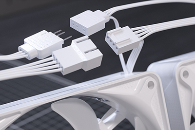 Close up image of daisy chain cable