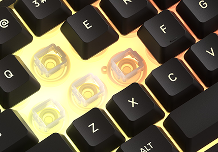 K55 CORE TKL RGB with W-A-S-D keys removed to showcase the membrane design