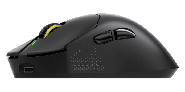 side shot of wireless gaming mouse