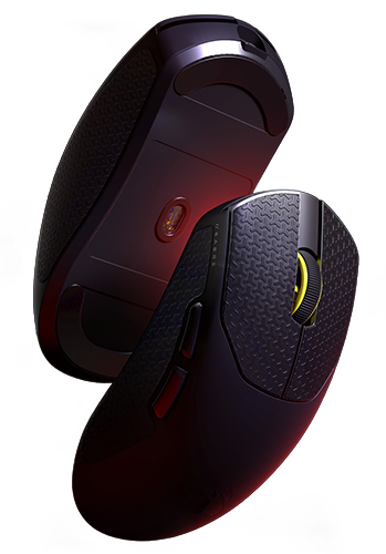 Shot of two mice with grip tape and skates visible