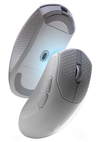 Shot of two mice with grip tape and skates visible