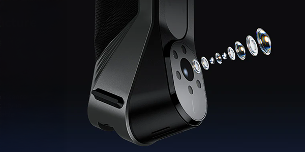Bottom half of CR-Scan Raptor with illustration of its sensor components exploded outwards.