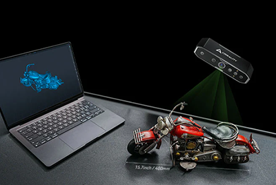 Motorbike model being scanned