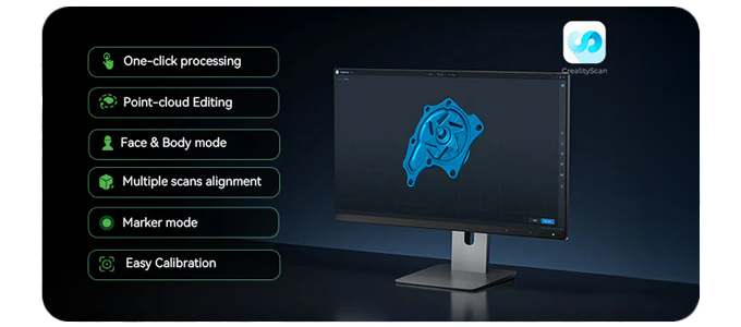 CrealityScan software loaded on monitor