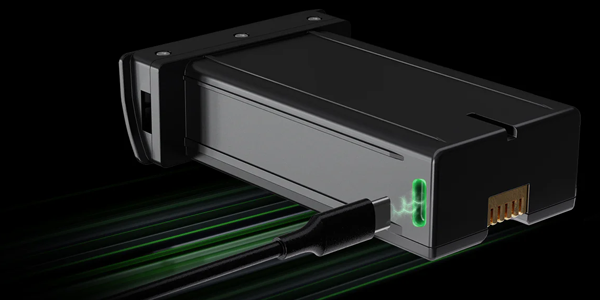 USB-C cable charging the Sermoon P1 3D scanner.