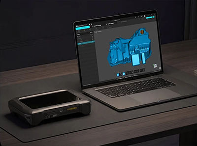 Sermoon P1 3D scanner wirelessly connected to laptop.