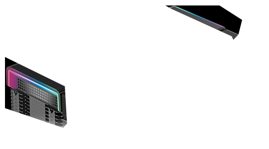 Top angle of cooler, hightlighting RGB lighting effects