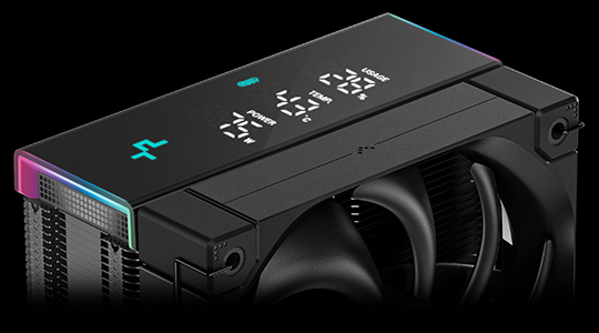 Top angle of cooler, hightlighting RGB lighting effects