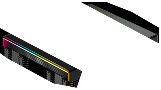 Top angle of cooler, hightlighting RGB lighting effects