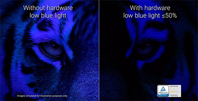 Low blue light filtering