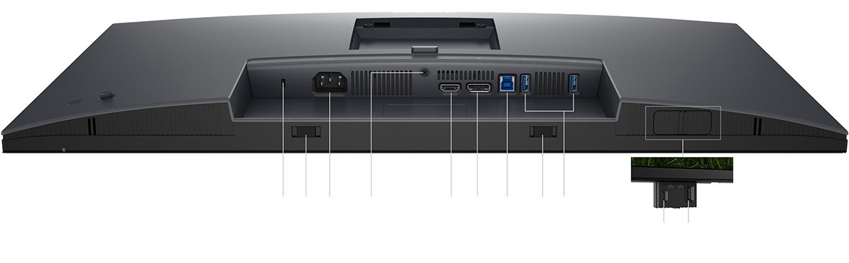 Connectivity ports under the Dell Pro Plus monitor