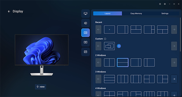 Dell Display Manager user interface.
