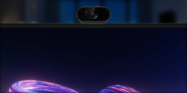 Top of Dell Pro P monitor showcasing its webcam.