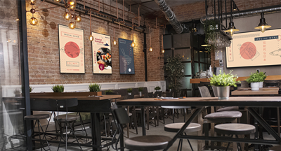 iiyama digital display in a coffee shop