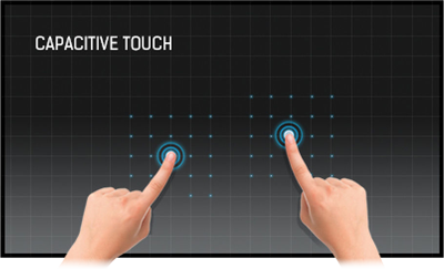 someone touching the iiyama digital display
