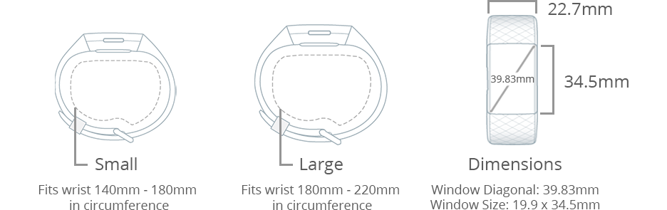 fitbit charge 3 dimensions mm