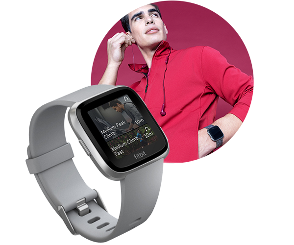Fitbit Versa Smart Watch Activity Tracker Grey Silver LN89277 FB505SRGY EU SCAN UK