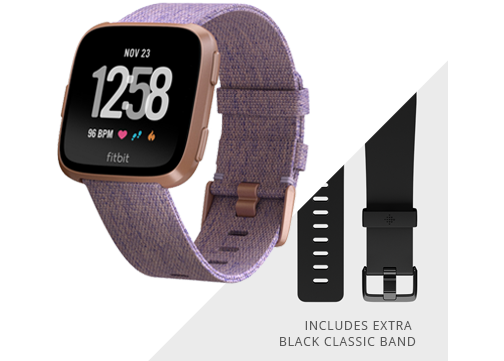 Fitbit versa special edition smartwatch lavender woven clearance