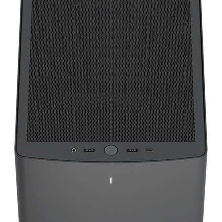Top side angle of case showing I/O ports at the top