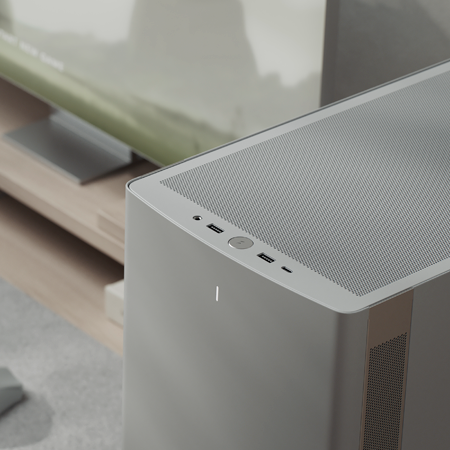 Top side angle of case showing I/O ports at the top