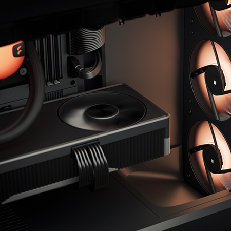 Image of the inside of the case focusing on the graphics card