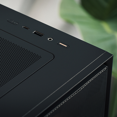 Close up of the I/O ports located on the top of the case