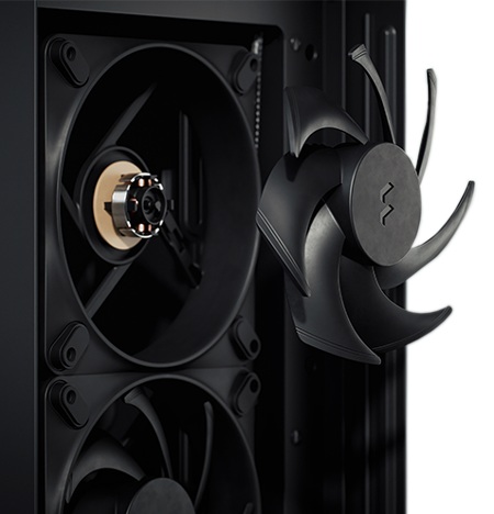 View of fan coming out of its bearing while mounted to bracket