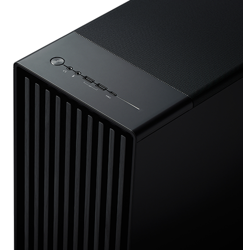 Top side angle of case showing I/O ports at the top