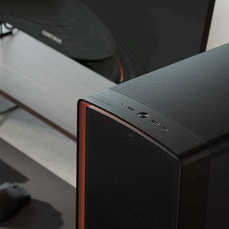 Top side angle of case showing I/O ports at the top