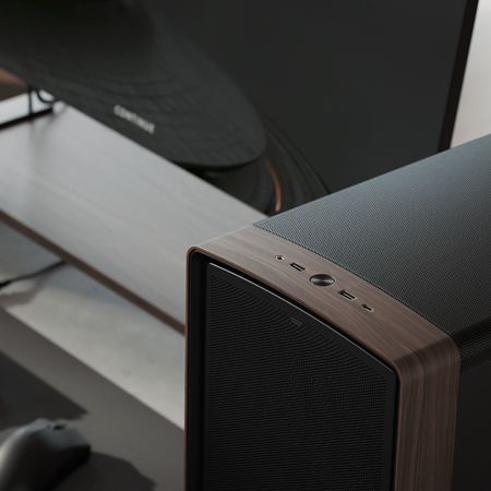 Top side angle of case showing I/O ports at the top