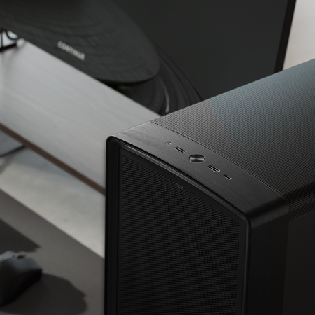 Top side angle of case showing I/O ports at the top
