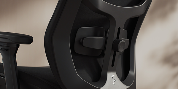 Close-up of dual pad support on the lower backrest.