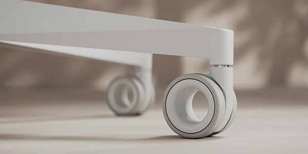 Soft PU wheels on flooring.