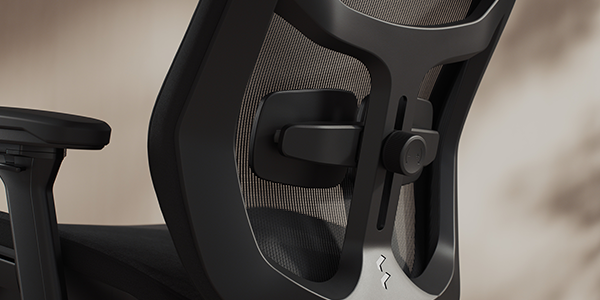 Close-up of dual pad support on the lower backrest.