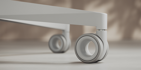Soft PU wheels on flooring.