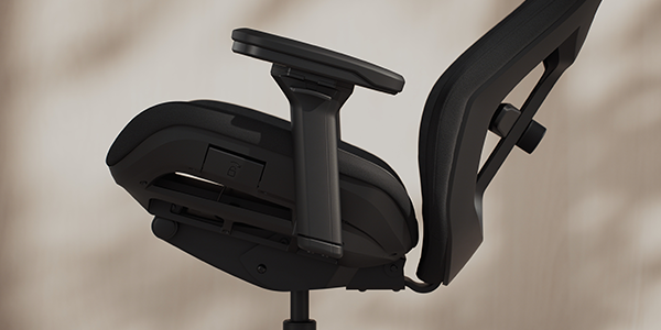 Reclined seat section of the Refine 2 chair.