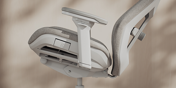 Reclined seat section of the Refine 2 chair.