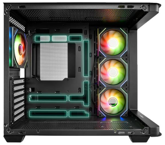 Shot of main side with glass off and threading holes on mounting plate circled